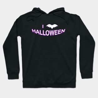 I Love Halloween (Bat) Purple White Hoodie